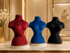 Premium Velvet Jewellery Display Bust Stand with Gold Trim | Necklace Display Dummy – 12.25 Inch