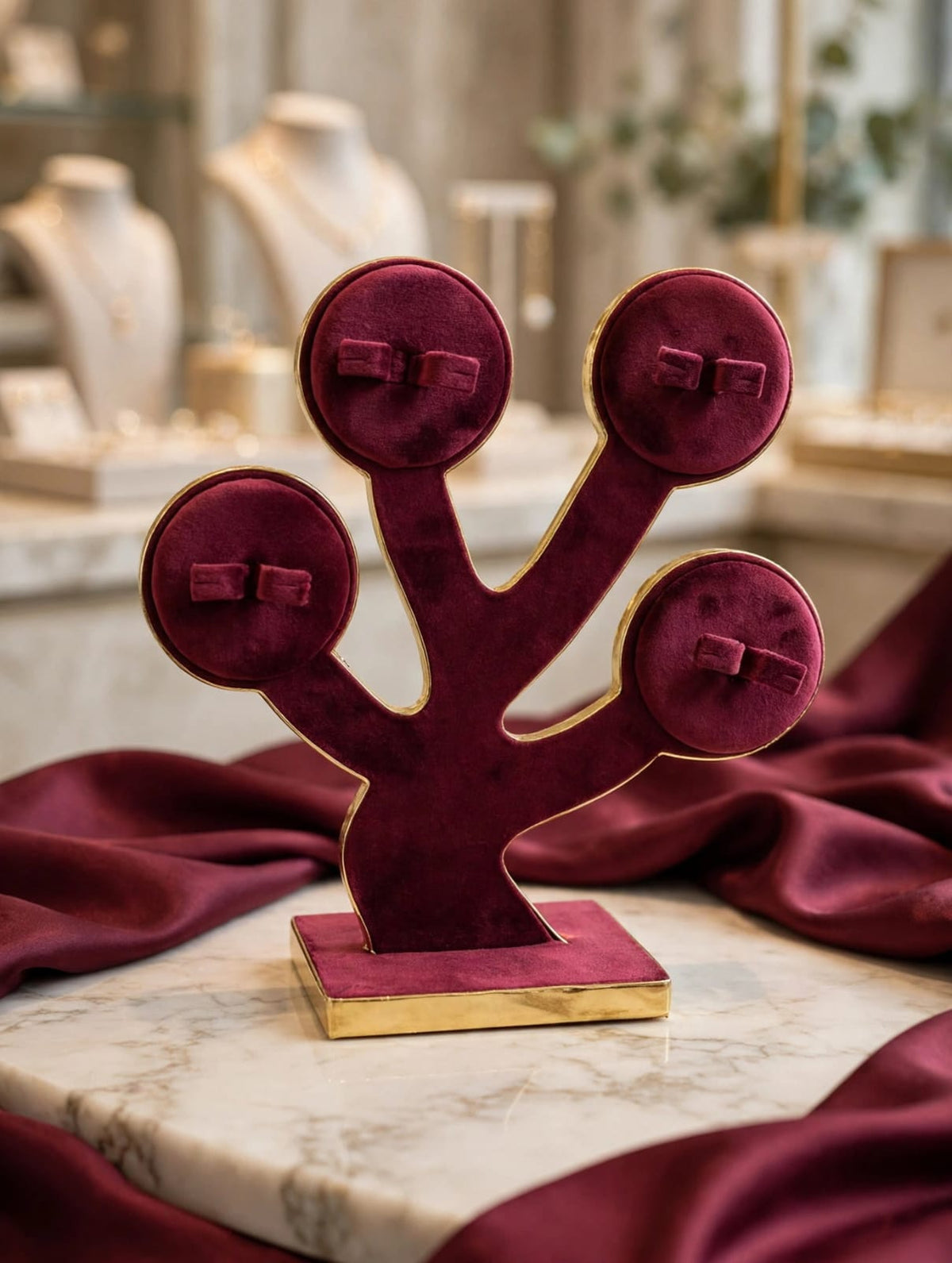 Maroon Tree Shape Earring Stand